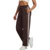 imagebeleaf Womens Fleece Lined Track Pants Wide Leg Pants with Zipper Pockets Loose Fit Sweatpants Drawstring Travel Casual WorkDark Brown