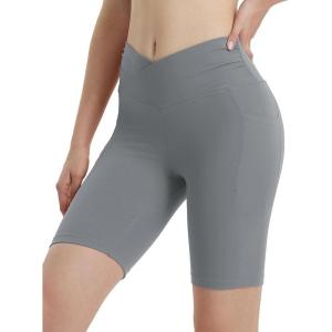 imagebaleaf Women 8quot Biker Shorts with Pockets High Waisted Workout Short Tummy Control Yoga Gym Spandex Running VolleyballDark Gray