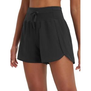 imagebaleaf Womens 3quot Athletic Shorts High Waist Running Workout Shorts with Zipper Pockets Gym Sports Quick Dry UPF 50Black