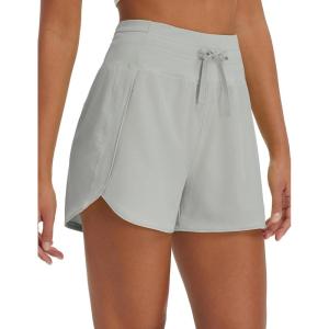 imagebaleaf Womens 3quot Athletic Shorts High Waist Running Workout Shorts with Zipper Pockets Gym Sports Quick Dry UPF 50Light Gray