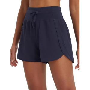 imagebaleaf Womens 3quot Athletic Shorts High Waist Running Workout Shorts with Zipper Pockets Gym Sports Quick Dry UPF 50Navy Blue