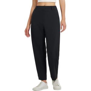 imagebaleaf Womens Ankle Barrel Pants Stretch Travel Pants Petite Work Pants Casual Slacks with PocketsBlack