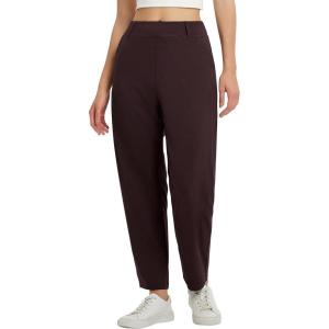 imagebaleaf Womens Ankle Barrel Pants Stretch Travel Pants Petite Work Pants Casual Slacks with PocketsDark Brown