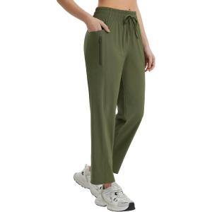 imagebaleaf Womens Athletic Running Pants Stretch Quick Dry Zipper Pocket High Waisted Sweatpants Hiking Walking UPF 50Army Green