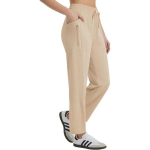 imagebaleaf Womens Athletic Running Pants Stretch Quick Dry Zipper Pocket High Waisted Sweatpants Hiking Walking UPF 50Khaki