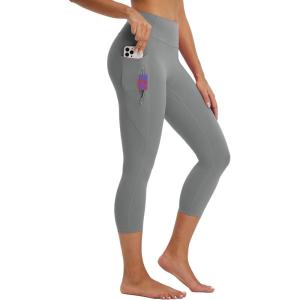 imagebaleaf Womens Capri Leggings with 3 Pockets Tummy Control 21quot Inseam Workout Capris Yoga PantsGraphite Gray