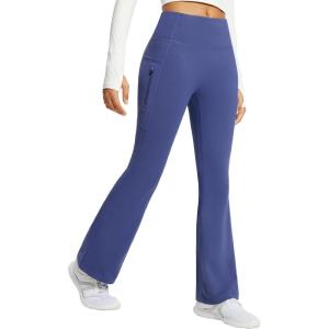 imagebaleaf Womens Fleece Lined Pants Water Resistant Winter Thermal Warm Flare Leggings Bell Bottom Yoga Pants with PocketsBlue