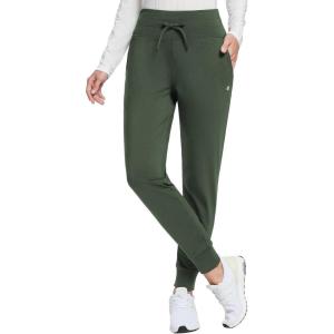 imagebaleaf Womens Fleece Lined Pants WaterResistant Sweatpants Winter Thermal Ski Hiking Running JoggersArmy Green