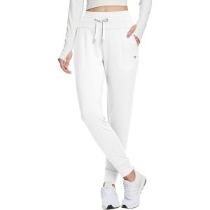 imagebaleaf Womens Fleece Lined Pants WaterResistant Sweatpants Winter Thermal Ski Hiking Running JoggersWhite