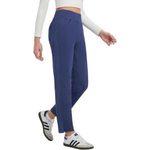 imagebaleaf Womens Fleece Lined Pants Winter Thermal Travel Pants Cold Weather Golf Hiking Snow Pockets Work CasualNavy Blue