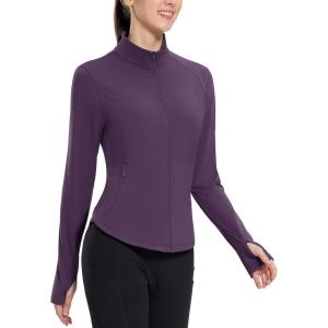 imagebaleaf Womens Fleece Running Jacket Water Resistant Full Zip Winter Cold Weather Gear Thermal Cycling Workout JacketsBpurple