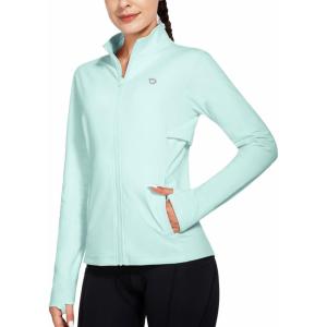 imagebaleaf Womens Fleece Running Jacket Water Resistant Full Zip Winter Cold Weather Gear Thermal Cycling Workout JacketsGreen