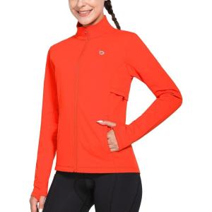 imagebaleaf Womens Fleece Running Jacket Water Resistant Full Zip Winter Cold Weather Gear Thermal Cycling Workout JacketsOrange