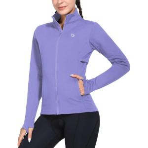 imagebaleaf Womens Fleece Running Jacket Water Resistant Full Zip Winter Cold Weather Gear Thermal Cycling Workout JacketsPurple