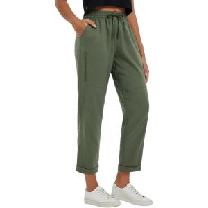 imagebaleaf Womens Hiking Pants Ripstop Water Resistant Lightweight Golf Pants Quick Dry Zip Pockets Work Travel ClothesArmy Green