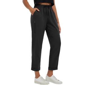 imagebaleaf Womens Hiking Pants Ripstop Water Resistant Lightweight Golf Pants Quick Dry Zip Pockets Work Travel ClothesBlack