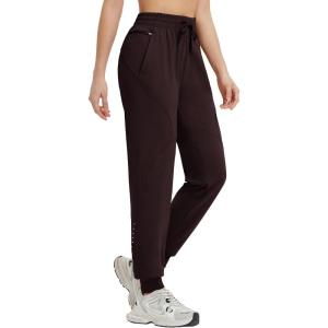 imagebaleaf Womens Joggers Running Hiking Pants with Zipper Pockets Lightweight Athletic Sweatpants Workout Jogging TravelDark Brown