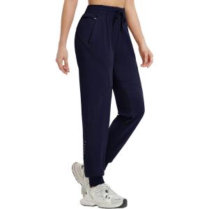 imagebaleaf Womens Joggers Running Hiking Pants with Zipper Pockets Lightweight Athletic Sweatpants Workout Jogging TravelNavy Blue