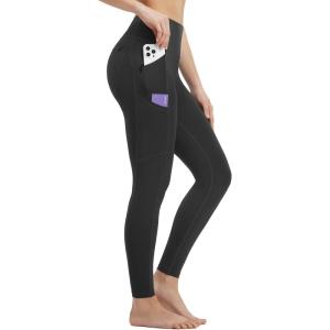 imagebaleaf Womens Leggings with 6 Pockets 25 High Waisted Workout Yoga Tummy Control 78 Ankle PantsBlack
