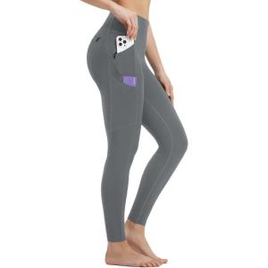 imagebaleaf Womens Leggings with 6 Pockets 25 High Waisted Workout Yoga Tummy Control 78 Ankle PantsDark Gray