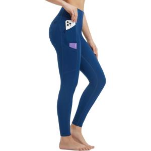 imagebaleaf Womens Leggings with 6 Pockets 25 High Waisted Workout Yoga Tummy Control 78 Ankle PantsNavy Blue