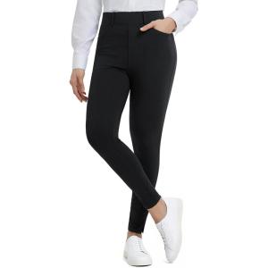 imagebaleaf Womens Skinny Dress Pants Stretch Petite Yoga Work Pants Pull On Dressy Leggings with Zipper Pockets 78 AnkleBlack