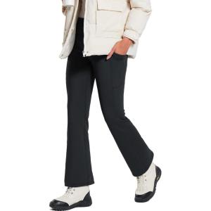 imagebaleaf Womens Thick Fleece Lined Leggings Winter Warm Thermal Tummy Control Flare Yoga Pants Pockets Bootcut Snow Ski PantsBlack