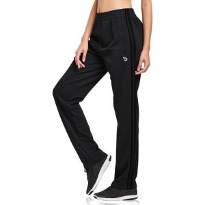 imagebaleaf Womens Track Pants Athletic Jogging Sweatpants Zipper Pockets WarmUp Sports Running PantsBlackBlack