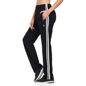 imagebaleaf Womens Track Pants Athletic Jogging Sweatpants Zipper Pockets WarmUp Sports Running PantsBlackWhite