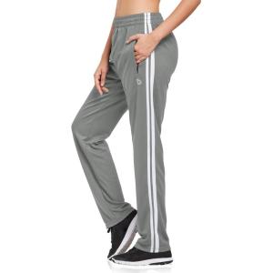 imagebaleaf Womens Track Pants Athletic Jogging Sweatpants Zipper Pockets WarmUp Sports Running PantsLight GrayWhite