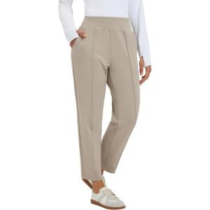 imagebaleaf Womens Travel Pants Stretch Ankle Golf Pants with Pockets Comfy Petite Business Casual Dressy Work SlacksKhaki