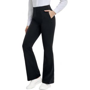 imagebaleaf Womens Yoga Dress Pants Work with 4 Pockets Bootcut Business Leggings Stretch High Waisted Slacks Casual 30quotBlack
