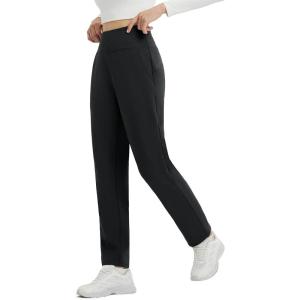 imagebeleaf Womens Fleece Lined Pants High Waisted Golf Pants Winter Warm Thermal Water Resistant Thick Pants Travel Work CasualBlack