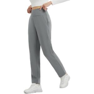 imagebeleaf Womens Fleece Lined Pants High Waisted Golf Pants Winter Warm Thermal Water Resistant Thick Pants Travel Work CasualDark Gray