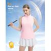 imagebaleaf Womens Golf Shirts Tank Top with Quarter Zip Collar Polo Tennis Sleeveless Racerback Tanks Quick Dry UPF 50 Light Pink M