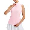 imagebaleaf Womens Golf Shirts Tank Top with Quarter Zip Collar Polo Tennis Sleeveless Racerback Tanks Quick Dry UPF 50 Light Pink M