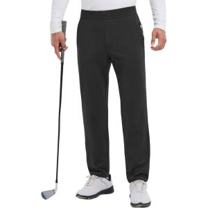 imagebaleaf Mens 30quot Fleece Lined Golf Pants Warm Winter Stretchy Casual Business Travel 3 PocketsBlack