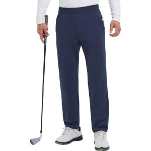imagebaleaf Mens 30quot Fleece Lined Golf Pants Warm Winter Stretchy Casual Business Travel 3 PocketsNavy Blue