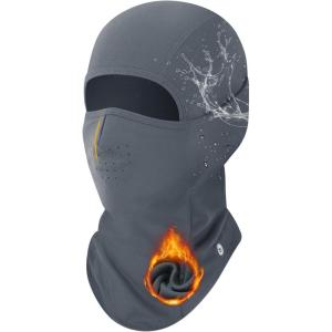 imagebaleaf Ski Mask Balaclava Face Mask Men Water Resistant Ski Mask for Women Cold Weather Snowboarding Gear Fleece Neck GaiterDark Gray