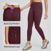 imagebaleaf Womens High Waist Leggings with Pocket Hiking Pants Tummy Control 3 Pocket for Athletic Outdoor RunningWine Red