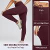 imagebaleaf Womens High Waist Leggings with Pocket Hiking Pants Tummy Control 3 Pocket for Athletic Outdoor RunningWine Red