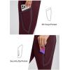 imagebaleaf Womens High Waist Leggings with Pocket Hiking Pants Tummy Control 3 Pocket for Athletic Outdoor RunningWine Red