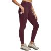 imagebaleaf Womens High Waist Leggings with Pocket Hiking Pants Tummy Control 3 Pocket for Athletic Outdoor RunningWine Red