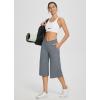 imagebaleaf Womens Wide Leg Yoga Capris Pants with Pockets Crossover Waist Loose Plus Size Cropped Pants Casual SummerDark Grey