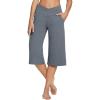 imagebaleaf Womens Wide Leg Yoga Capris Pants with Pockets Crossover Waist Loose Plus Size Cropped Pants Casual SummerDark Grey