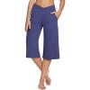 imagebaleaf Womens Wide Leg Yoga Capris Pants with Pockets Crossover Waist Loose Plus Size Cropped Pants Casual SummerNavy Blue