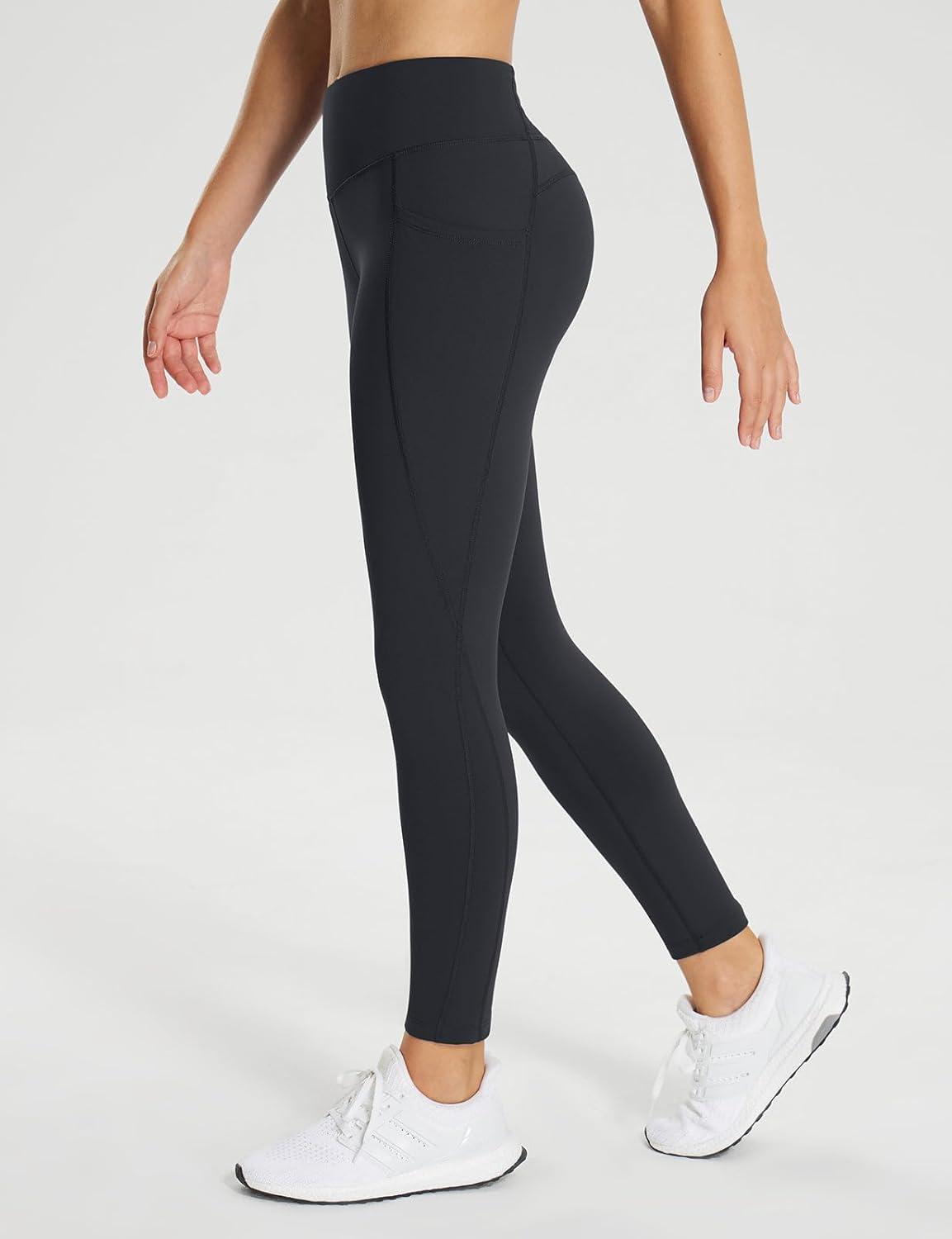 imagebaleaf 2530 Womens Fleece Lined Leggings Water Resistant High Waist Winter Running Hiking Pants Zipper Pockets25 Inch Black