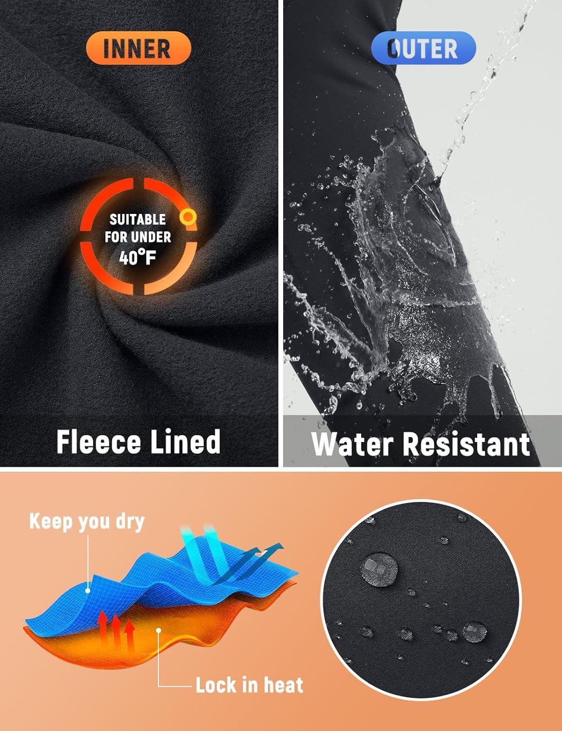 imagebaleaf 2530 Womens Fleece Lined Leggings Water Resistant High Waist Winter Running Hiking Pants Zipper Pockets25 Inch Black