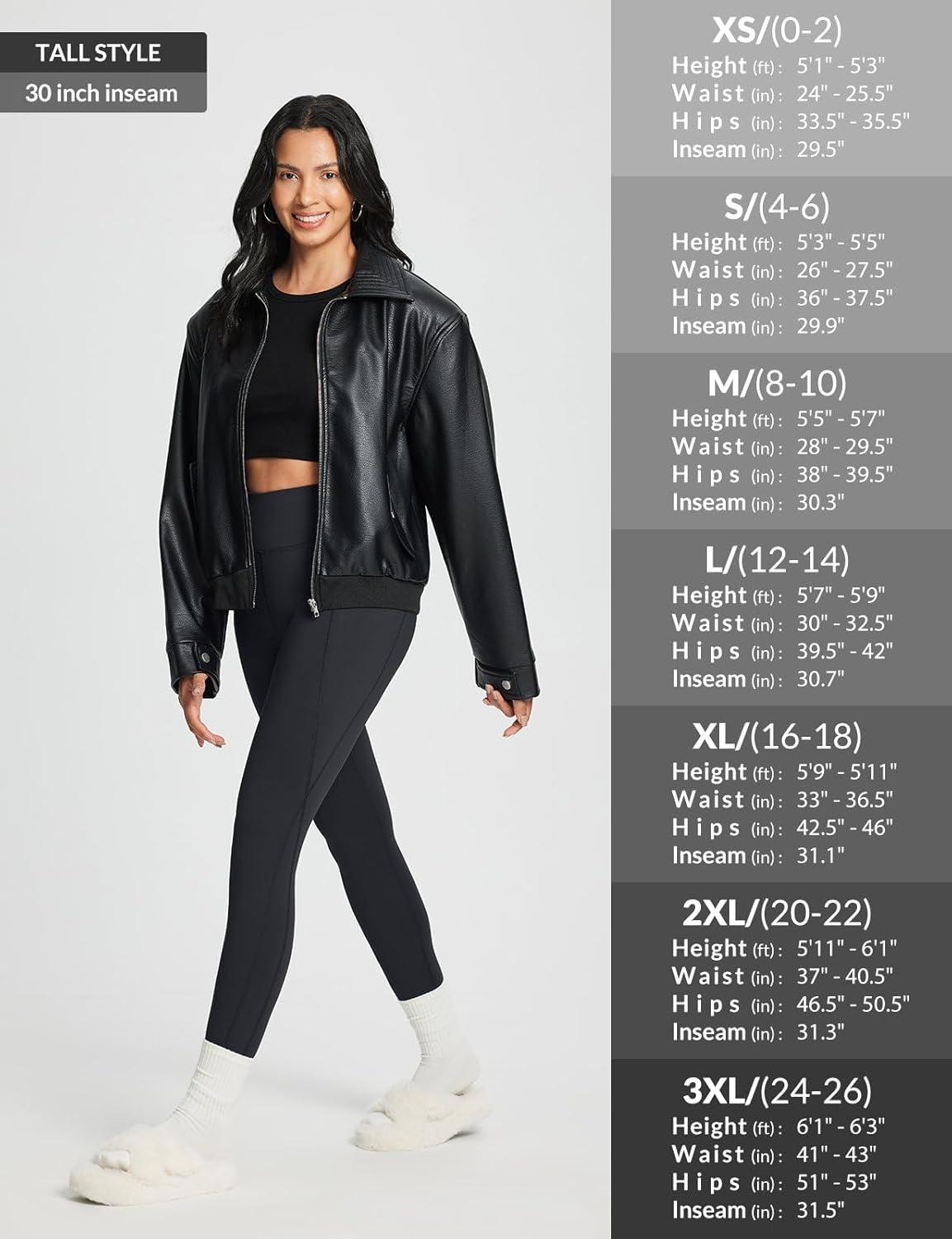 imagebaleaf 2530 Womens Fleece Lined Leggings Water Resistant High Waist Winter Running Hiking Pants Zipper Pockets30 Inch Black