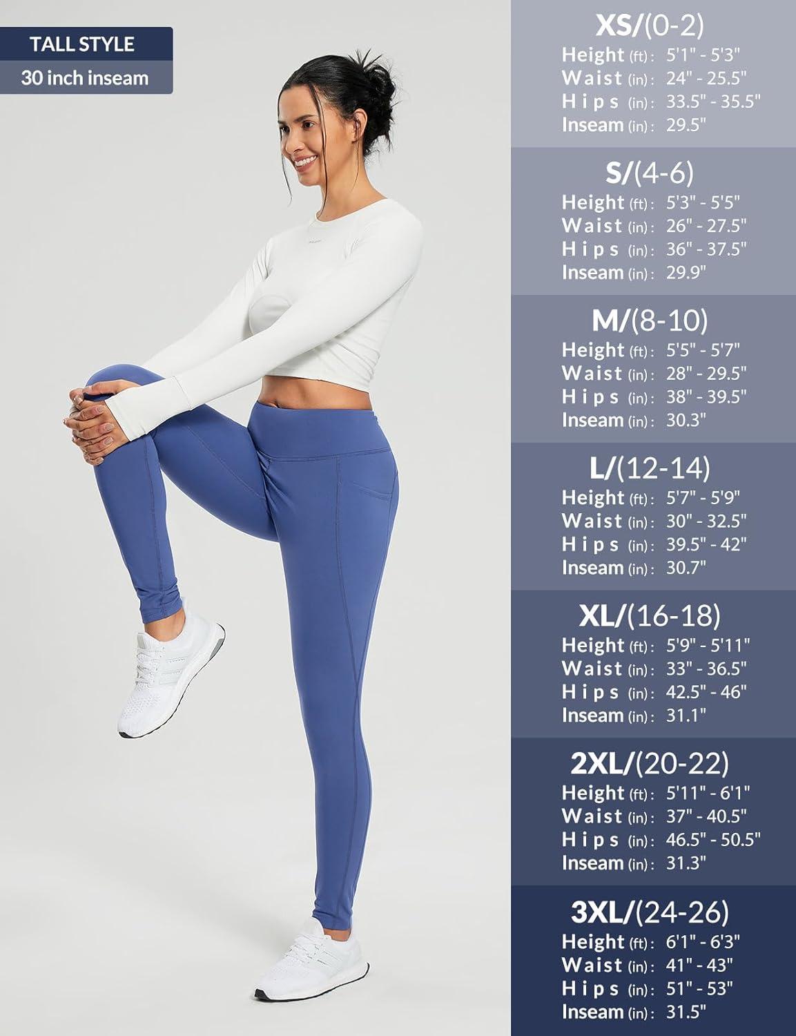 imagebaleaf 2530 Womens Fleece Lined Leggings Water Resistant High Waist Winter Running Hiking Pants Zipper Pockets30 Inch Blue